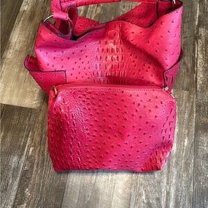 Elegant Pink Textured Women's Bag Set